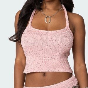 Edikted Shaylee Sequin Knit Backless Top